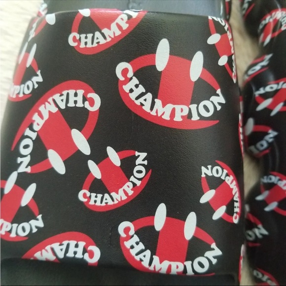 New CHAMPION Meloso Squish Smile Men's Slide Sandals Black/Red Men Size 12 - Picture 3 of 7